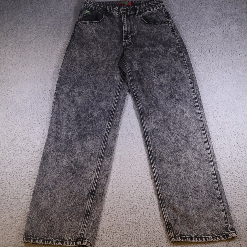 Empyre Tori Black Acid Wash Skate Jeans High‎ Waisted Straight Leg Womens 6